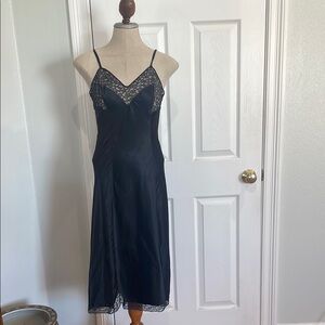 Barbizon Elegant Black Lace full Slip Dress midi women’s size 11